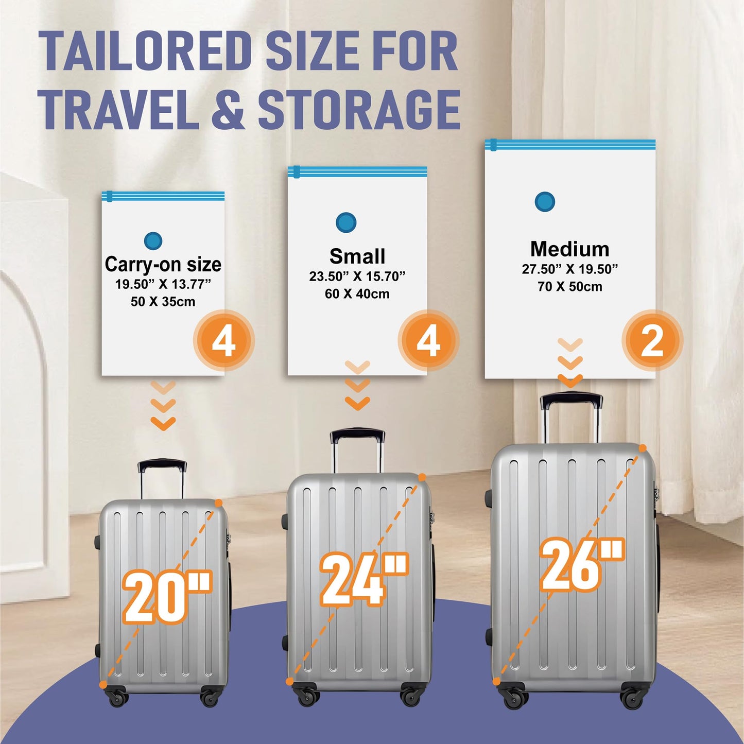 Travel Vacuum Storage Bags with Rechargeable USB Air Pump, Space Saver Vacuum Seal Bags for Luggage, Sealer Compression for Clothes, Comforters, Blankets, Bedding, 12 Combo