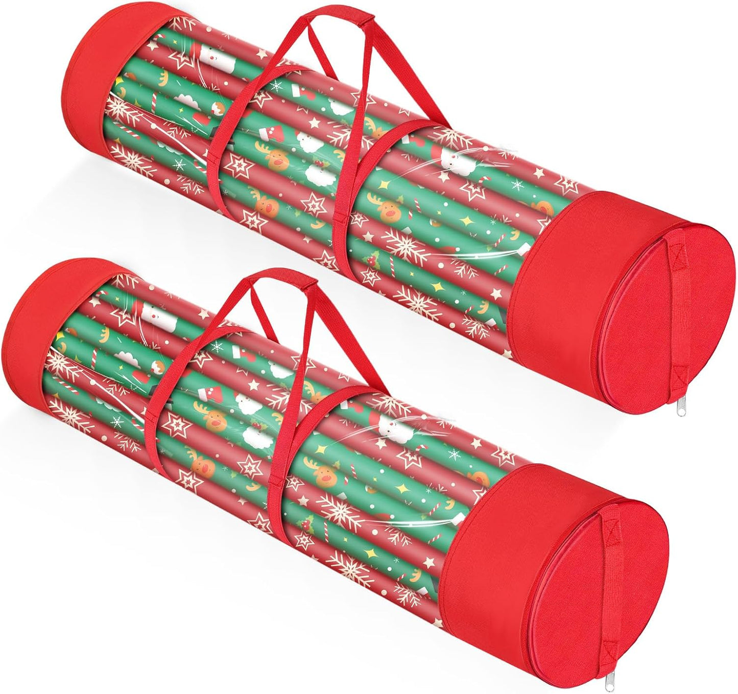 Skiennix Christmas Gift Wrapping Paper Organizer - Durable 600D Oxford Fabric | Holds 18-25 Rolls, 40 Inch, Red