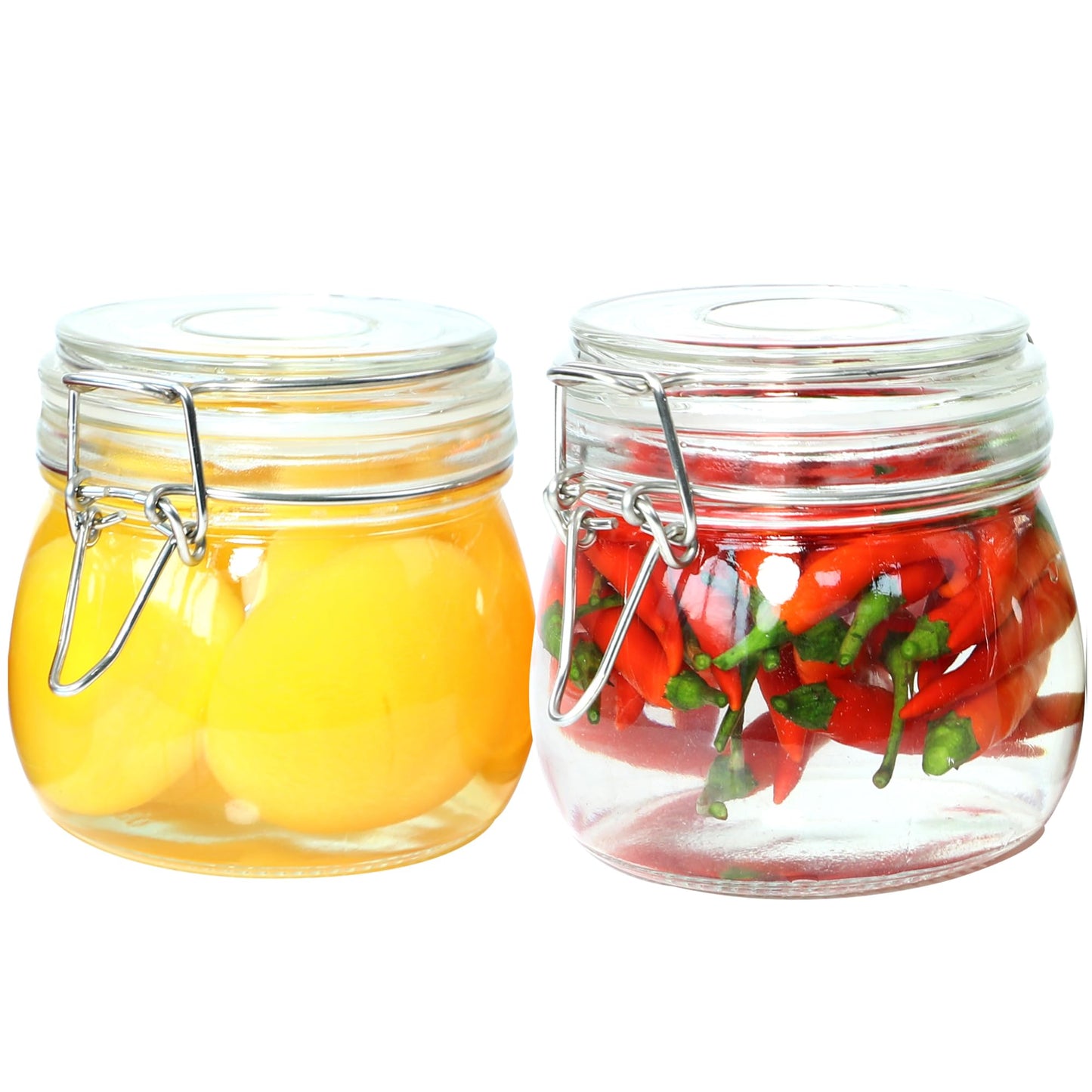Glass Jars With Airtight Lid 16 Oz (Set Of 2) Wide Mouth Mason Glass Airtight Storage Canisters Leakproof For Coffee Sugar Nuts Spice Refrigerator Pickles & Preserves Tea For Fridge Kitchen Pantry