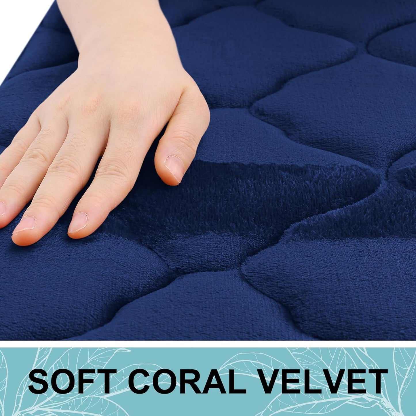 OLANLY Memory Foam Bath Mat Rug - Ultra Soft, Absorbent & Non-Slip | 24x16 Navy Bathroom Carpet