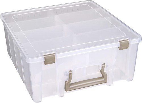 ArtBin Super Satchel Double Deep 3-Pack - Portable Art & Craft Organizers with Handles | Clear & Gold