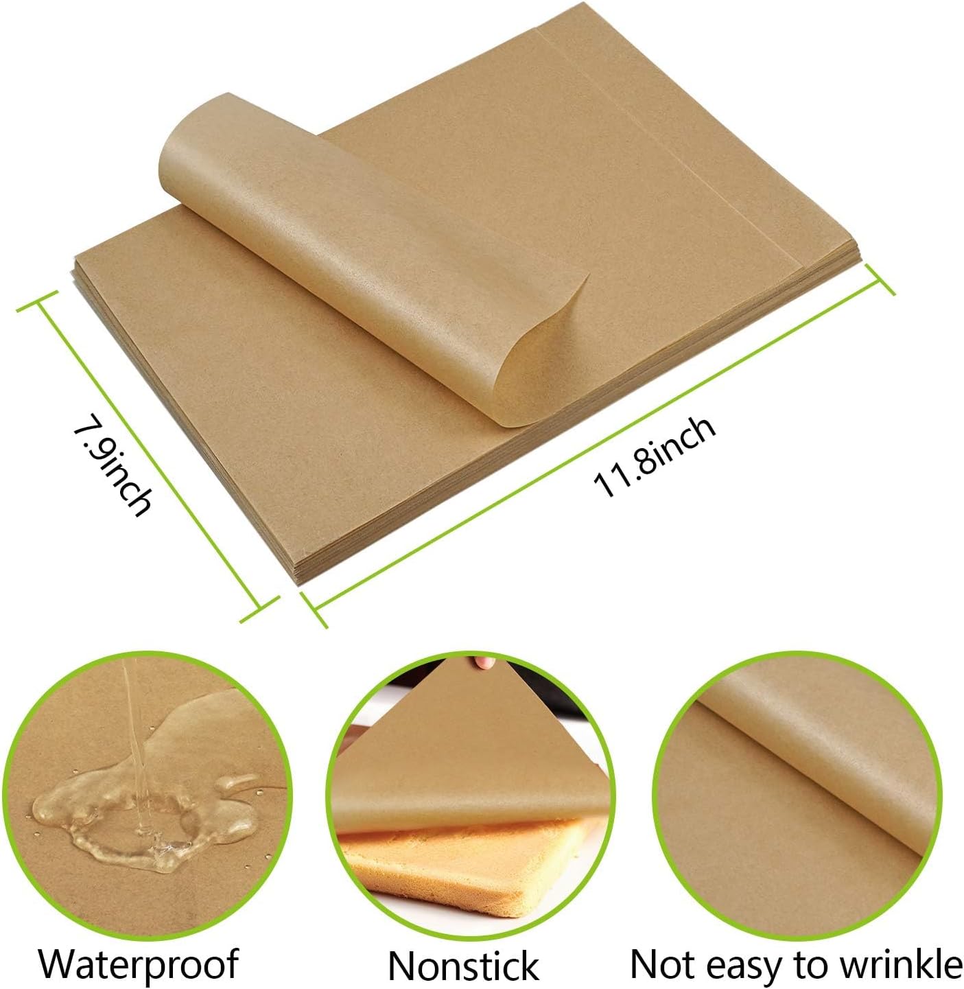 QYH Parchment Paper Sheets - 300 Unbleached Precut Baking Sheets, 8x12 Inches for Cookies & Air Frying
