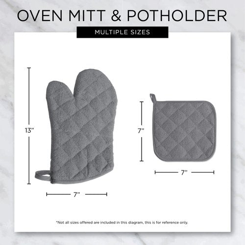DII Basic Terry Collection Quilted 100% Cotton, Potholder, Blue, 3 Piece