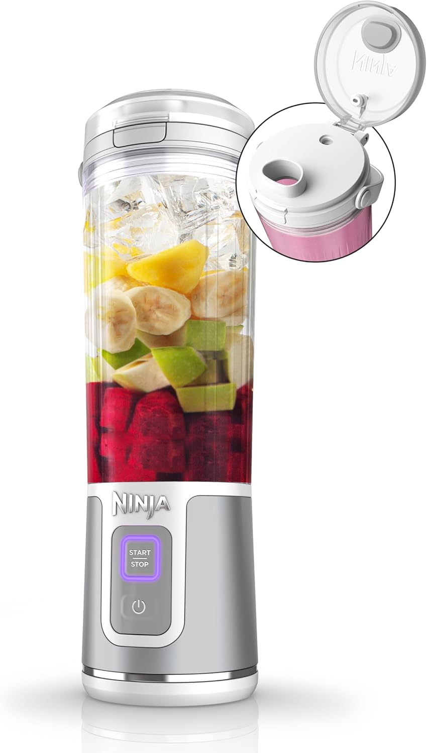 Ninja BC151WH Portable Blender - Cordless 18oz Personal Blender for Smoothies & Shakes | BPA Free, USB-C Rechargeable, Leakproof Lid