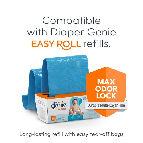 Diaper Genie Signature Gift Set - Easy Roll Refill with 48 Bags | Holds Up to 2256 Newborn Diapers