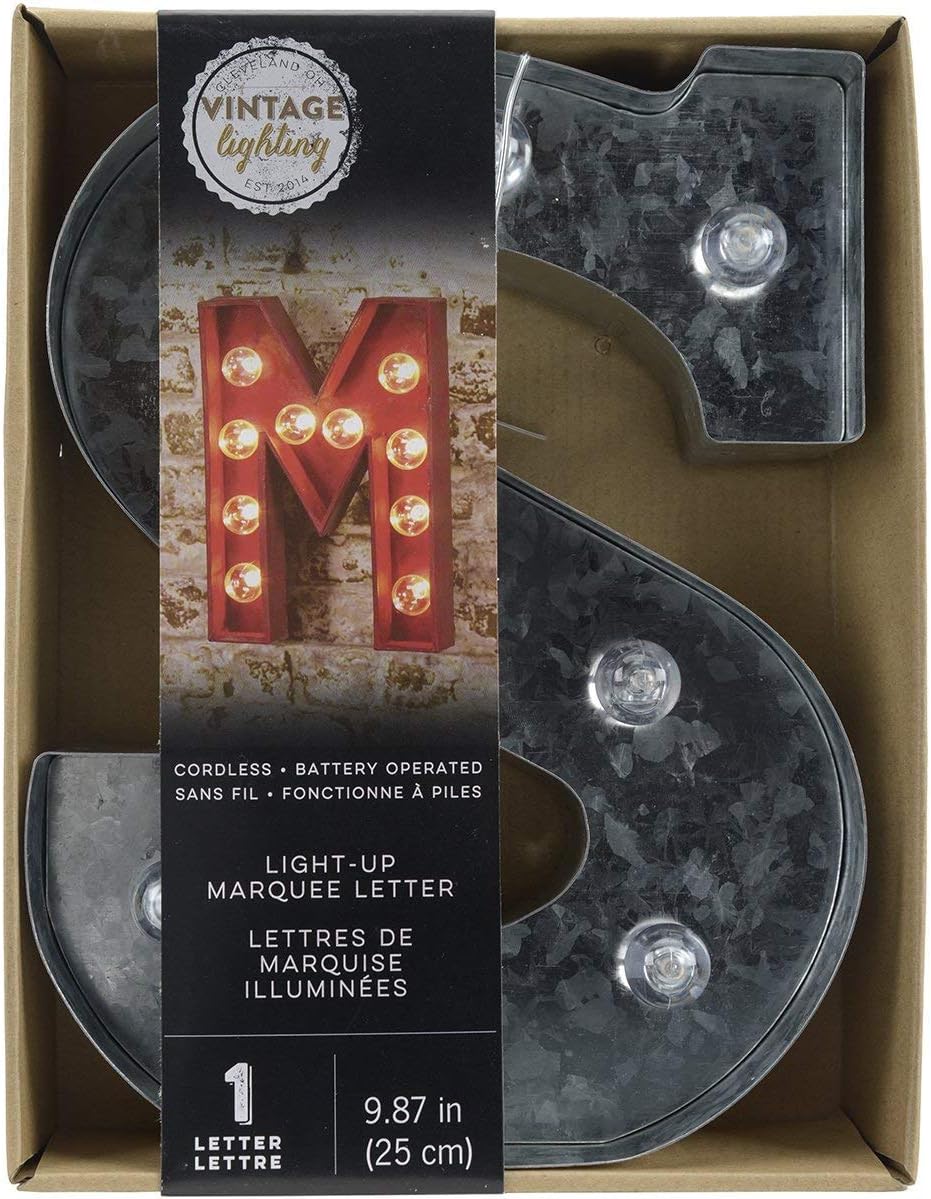 Silver Metal Marquee Letter J - 9.87” Tall Galvanized Decor for Events & Home