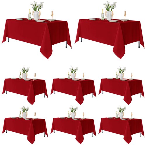 Fitable 8 Pack Table Cloth Rectangle Table: Stain and Wrinkle Resistant Tablecloth Rectangular, Washable Polyester Tablecloths for Wedding Party Dining Banquet Event Catering(Red, 70x108 Inch)