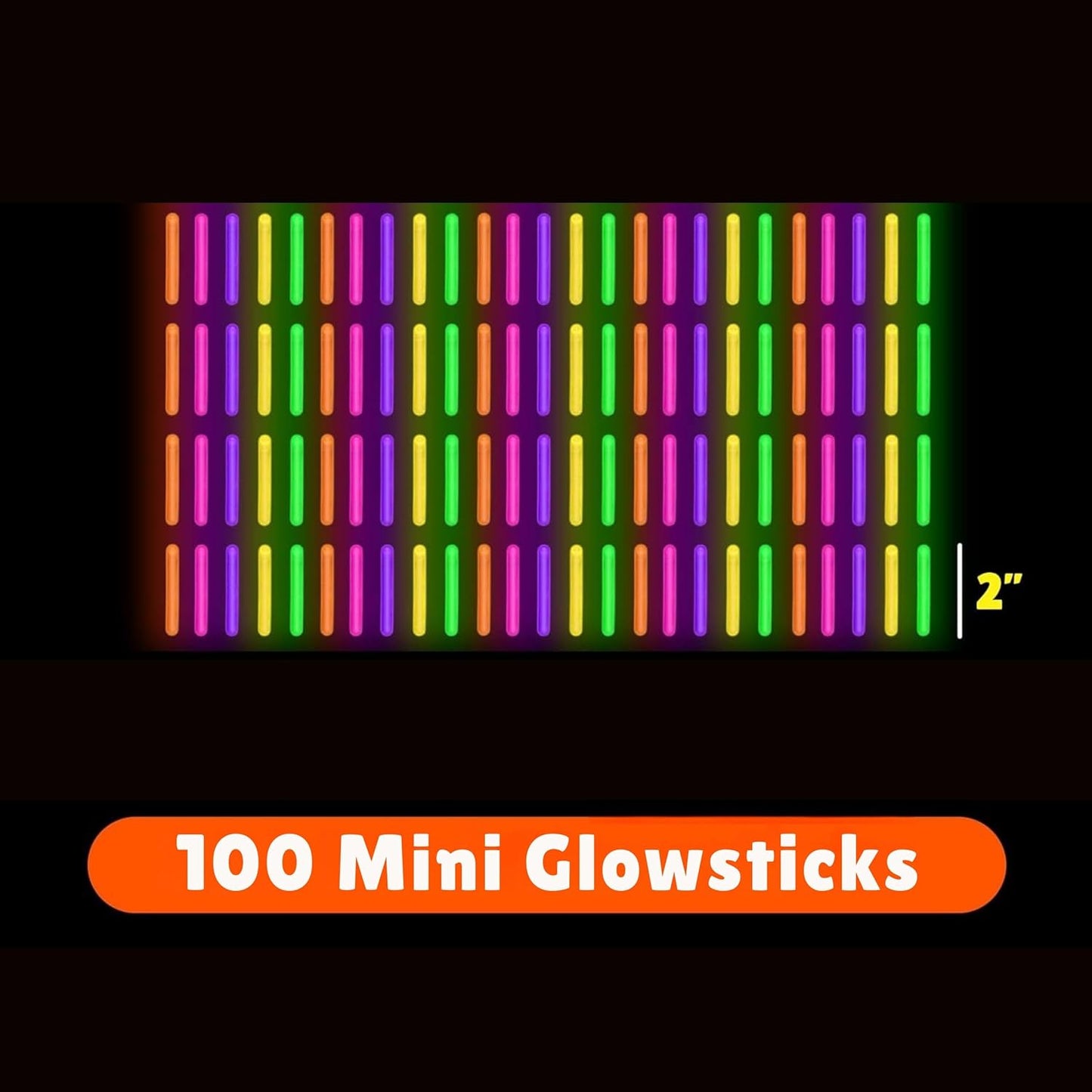 PartySticks Mini Glow Sticks - 200 Pack Glow-in-the-Dark Neon Light Sticks | Perfect for Easter Eggs & Party Favors