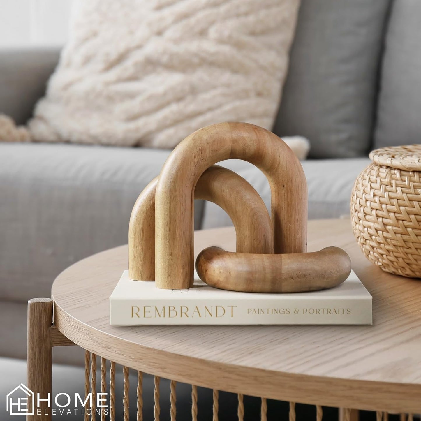 Wooden Arch Decor Set of 3 - Aesthetic Shelf Decor for Coffee Tables & Bookshelves | Acacia Wood Japandi Accents