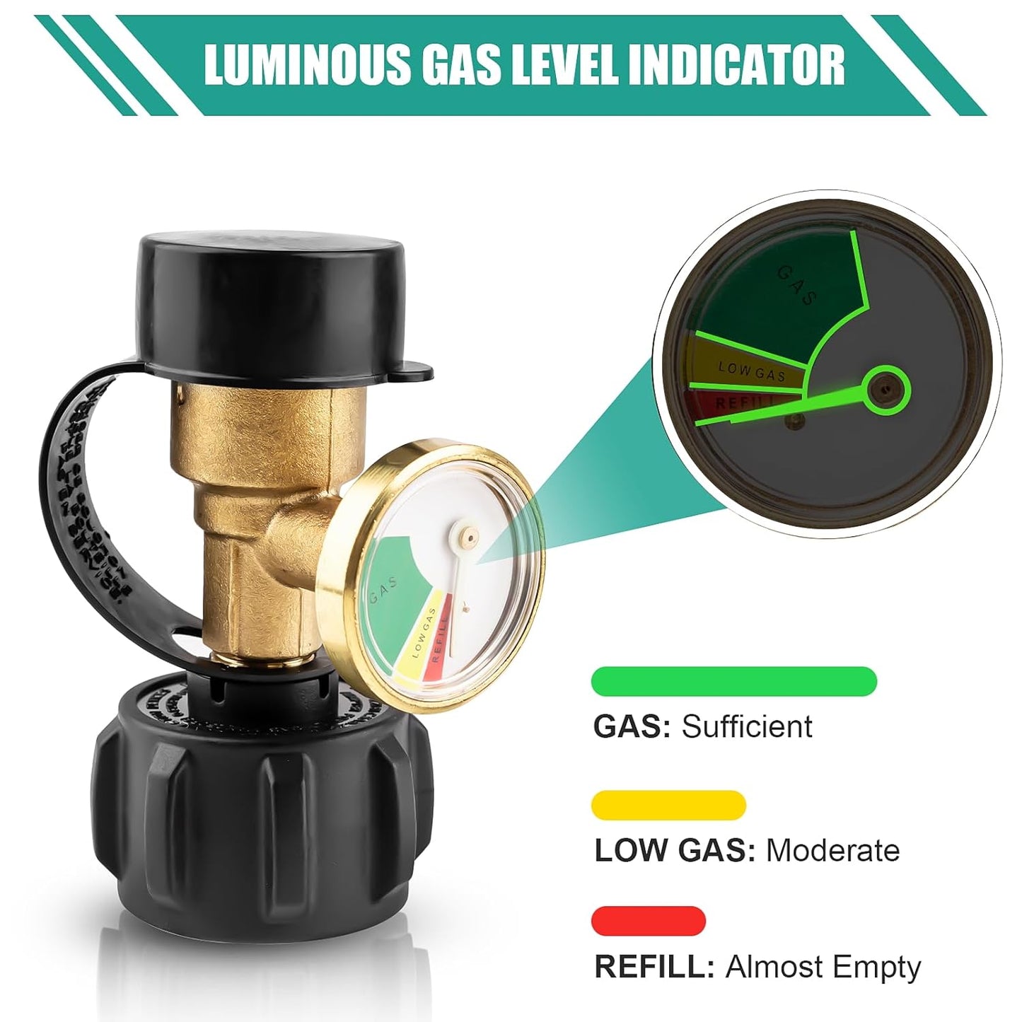 Skiennix Propane Tank Gauge - Leak Detector & Universal Level Indicator for 5-40lb Tanks | Compatible with BBQ Grills & Camping Stoves