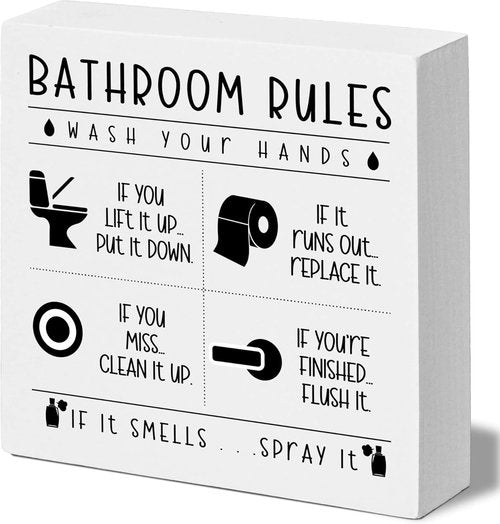 Funny Bathroom Wooden Box Sign - Rustic Farmhouse Decor for Restroom | Perfect Gift for Holidays