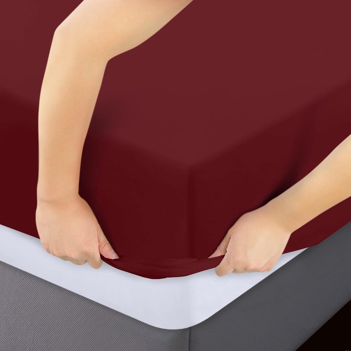 Utopia Bedding Twin XL Fitted Sheets - Soft Brushed Microfiber with Deep Pockets - 2 Pack in Burgundy