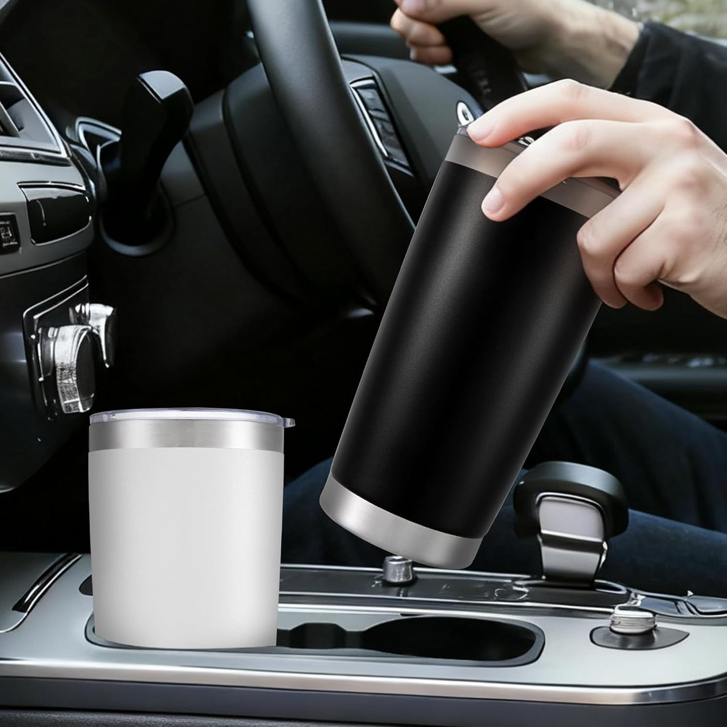 Skiennix 20 Oz Stainless Steel Insulated Tumbler - Double Wall Vacuum Coffee Mug in Black