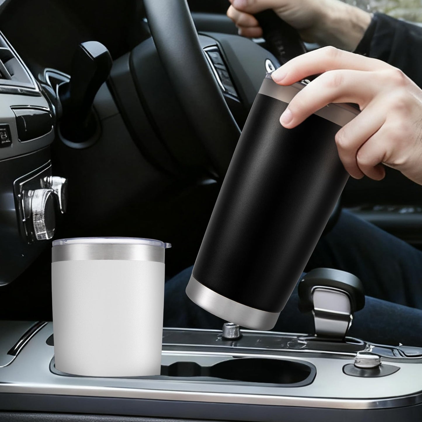 HZJSTSWQ 20 oz Tumbler with Lid Stainless Steel Insulated Tumblers Double Wall Vacuum Coffee Mug Powder Coated Tumbler Cups for Cold and Hot Drinks, Navy, 1 pack
