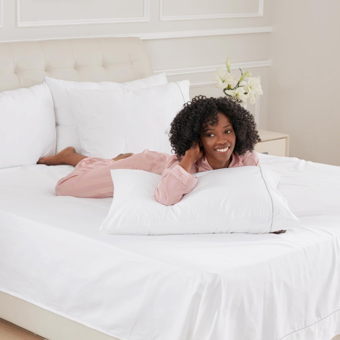 Sunflower Extra Deep Pocket Twin Sheet Set - 100% Cotton, Soft & Breathable, Fits 18"-24" Mattresses, White