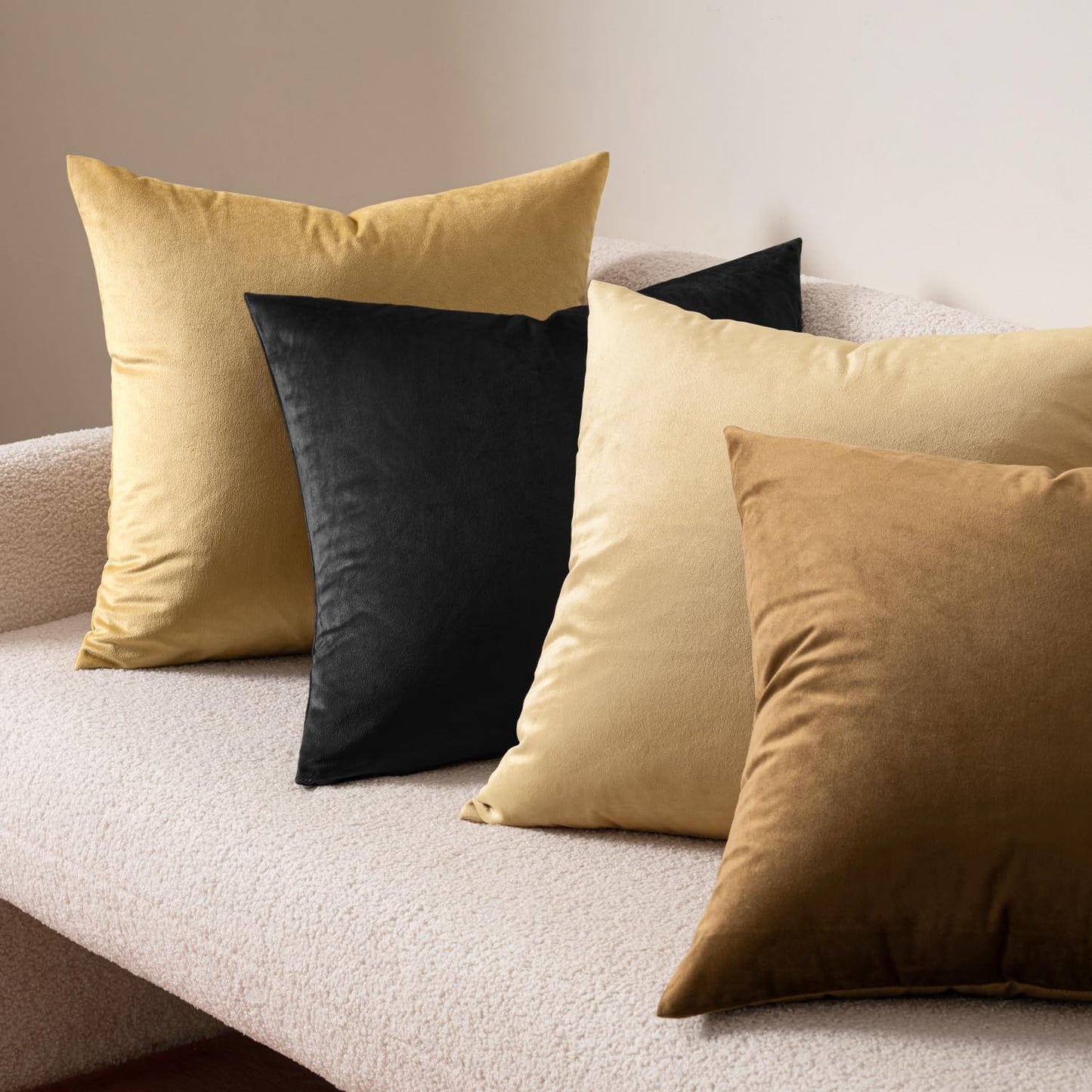 MIULEE Velvet Throw Pillow Covers - Soft Black Decorative 12x12 Inch Cushions | Pack of 2 for Modern Home Decor