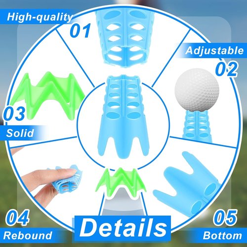 Honoson Golf Simulator Tees - 30 Durable Plastic Practice Tees for Indoor/Outdoor Use | 15 Tall & 15 Small