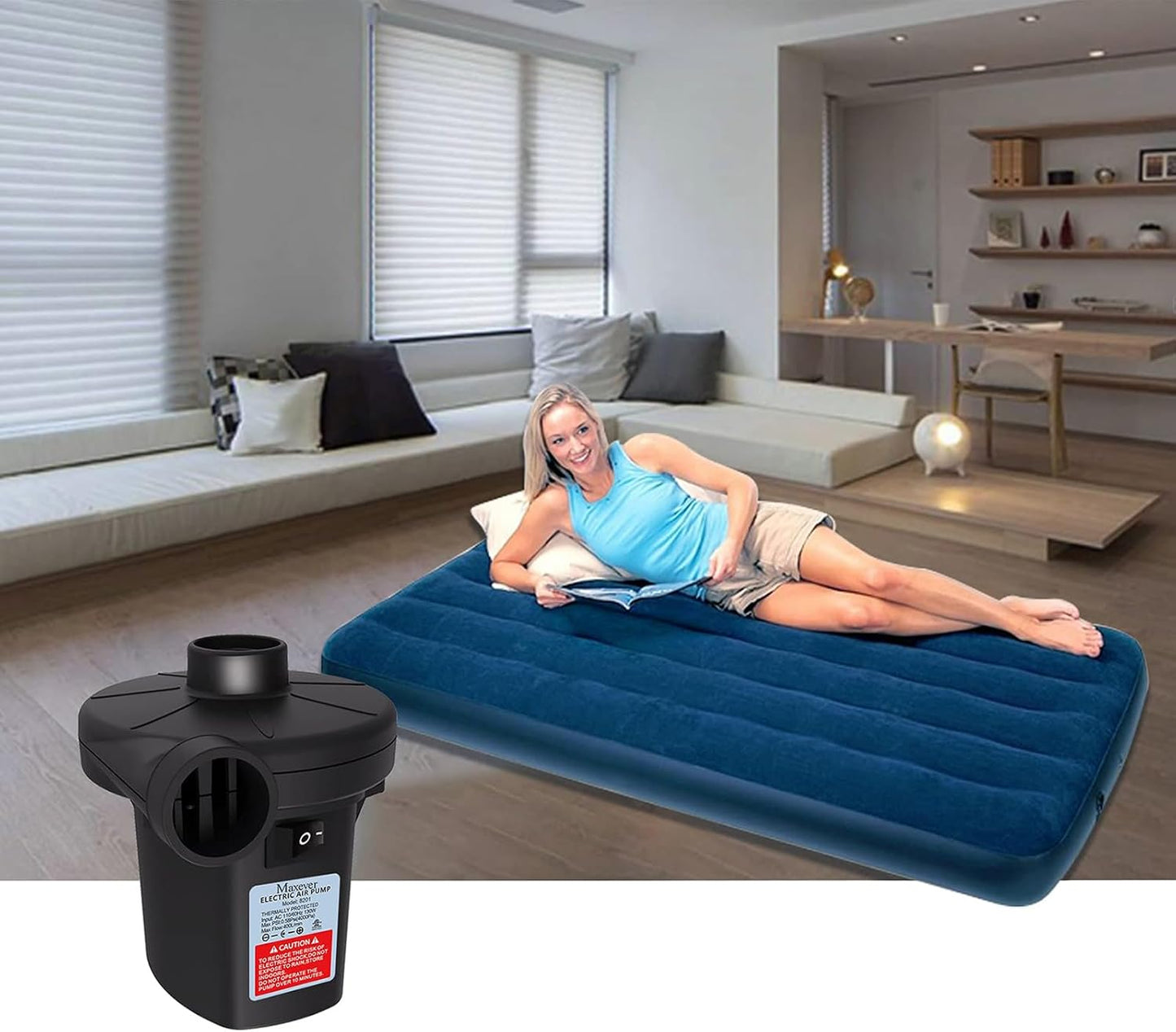 Quick-Fill Electric Air Pump - Portable Inflator/Deflator with 3 Nozzles for Inflatables | AC 110V-120V