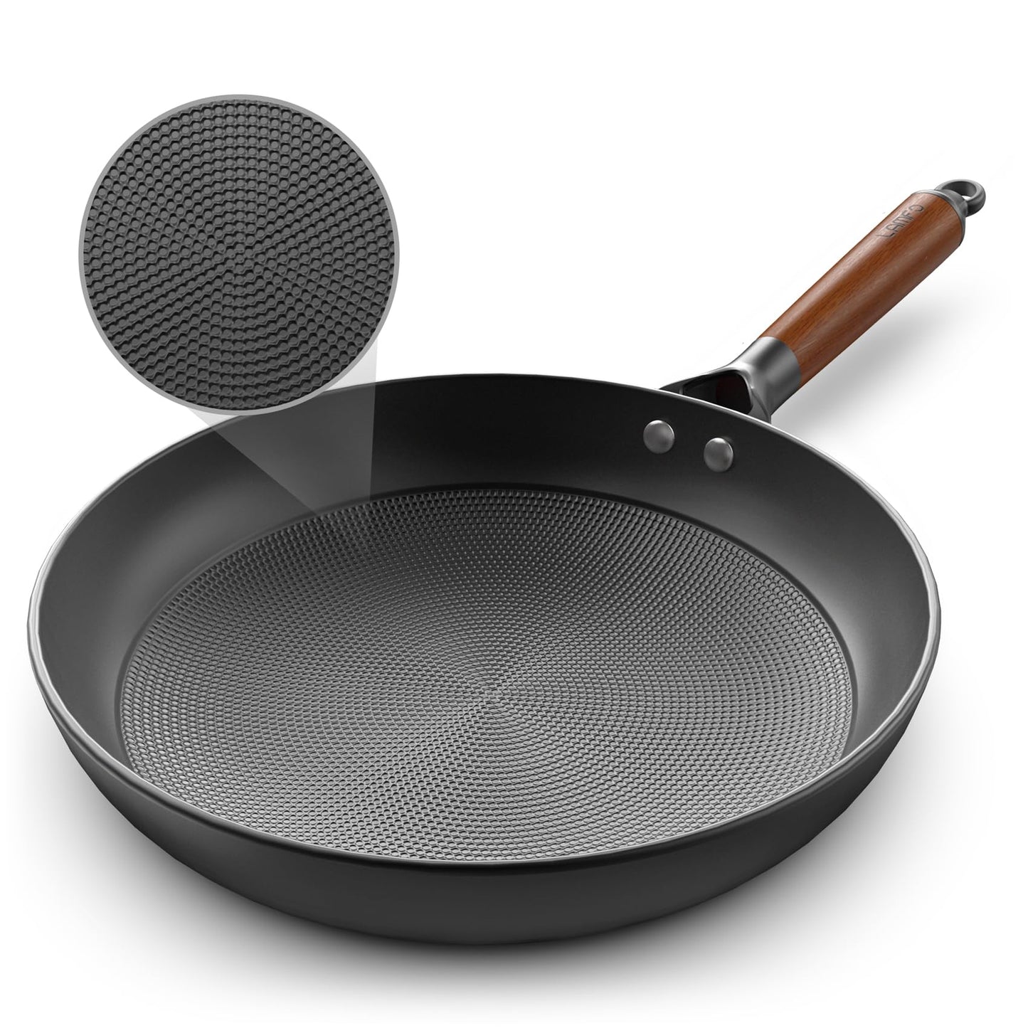 LAMFO 10" Cast Iron Skillets, Nonstick Frying Pans with Detachable Handle, Oven & Dishwasher Safe, Works with All Gas, Electric and Induction Stoves for Men and Women