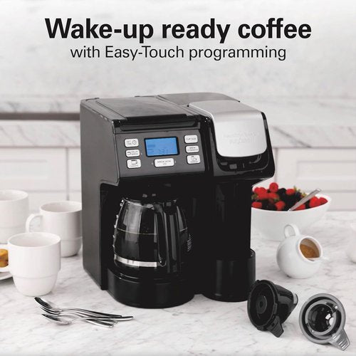 Hamilton Beach FlexBrew Trio Coffee Maker - Single Serve & Full 12-Cup Pot, Black | K-Cup & Grounds Compatible