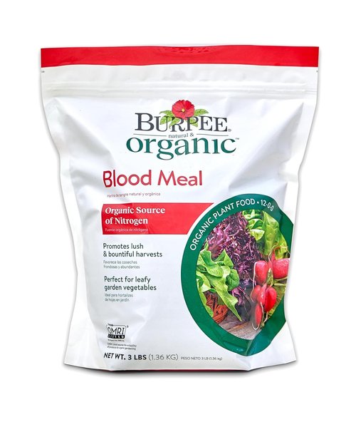 Burpee Organic Blood Meal Fertilizer - Natural Nitrogen Source for Tomatoes & Leafy Greens | 3 lb, 1-Pack