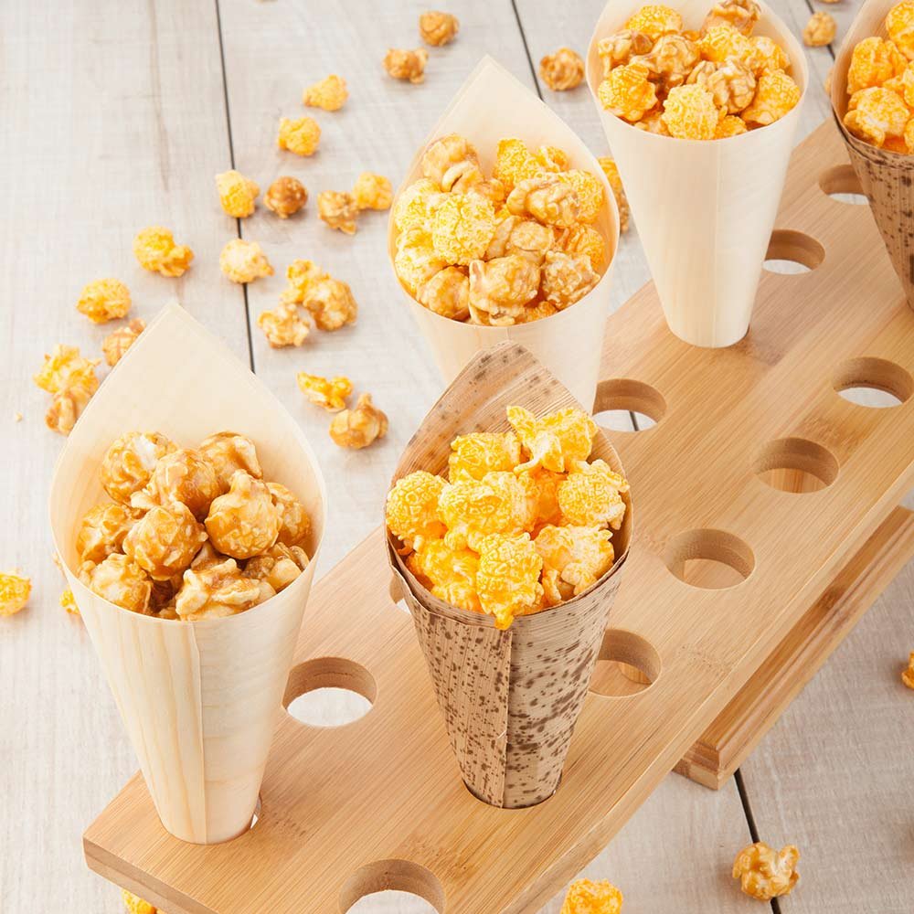 Restaurantware 22.5 x 4.3 Inch Oval Cone Stand 1 Sturdy Cone Holder - With 20 Slots Cones Sold Separately Bamboo Cone Holder For Buffets Banquets Or Catering Events Party Supplies