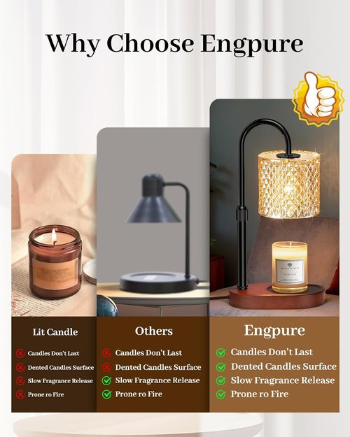 Engpure Candle Warmer Lamp - Adjustable Height & Timer | Perfect Gift for Women, Home Decor