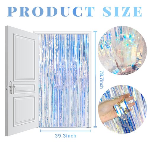 5 Pack Foil Curtain Backdrop Iridescent Metallic Tinsel Foil Fringe Curtains Photo Booth Props for Birthday Wedding Engagement Baby Shower Bachelorette Christmas Holiday Celebration Party Decorations