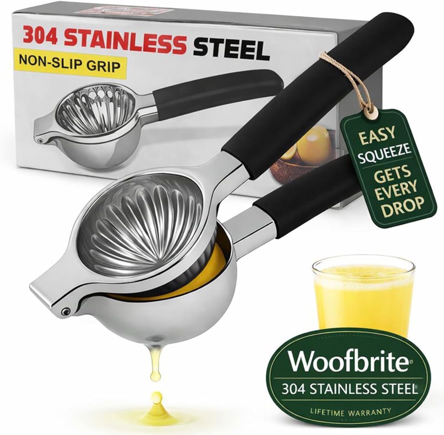 Stainless Steel Lemon Squeezer by [Brand Name] - Manual Citrus Juicer with Non-Slip Handles | Easy to Use & Clean