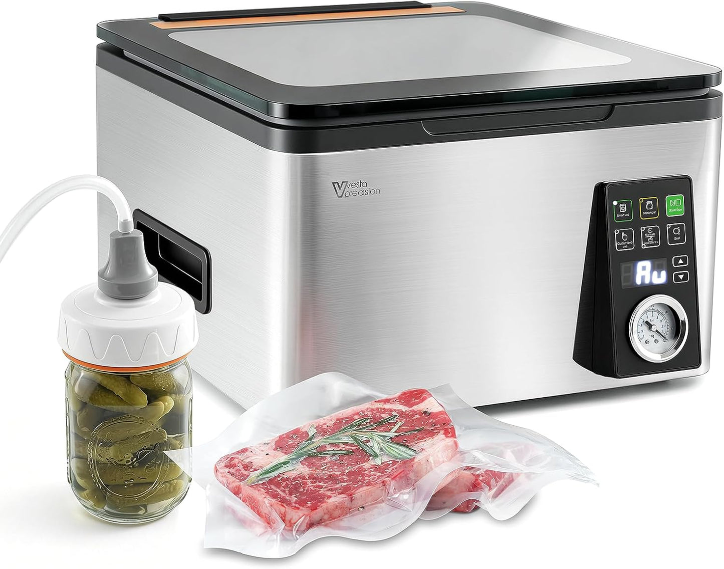 Vesta Precision 12” Chamber Vacuum Sealer - Smart Auto Vacuum Time & Easy-Clean System for Liquids, Meats & Mason Jars | V553