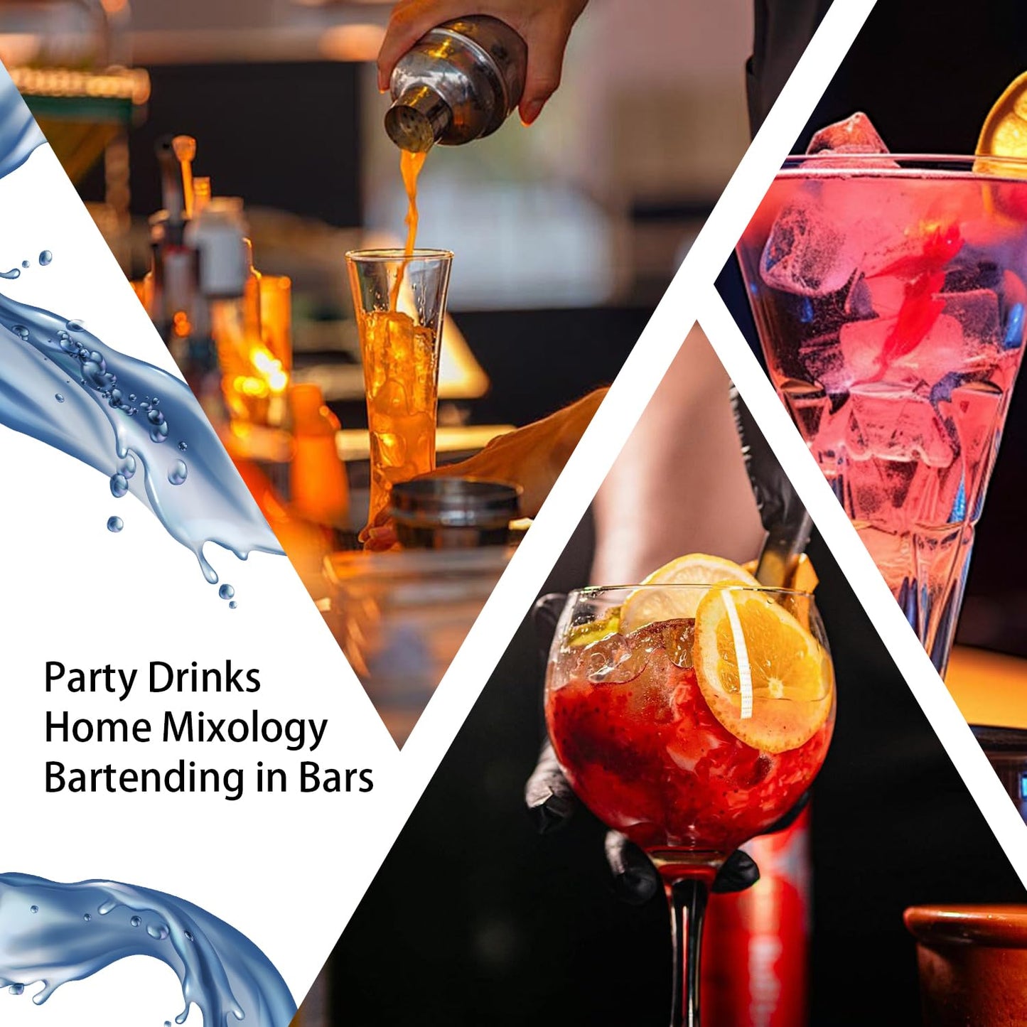 WELESHEI 6 PCS Bar Tool Set Stainless Steel Cocktail Shaker Kit With Muddler, Double Jigger, Mixing Spoon, Strainer & Matte Round Stand Bartender Essentials Barware For Home Bar Party & Celebration