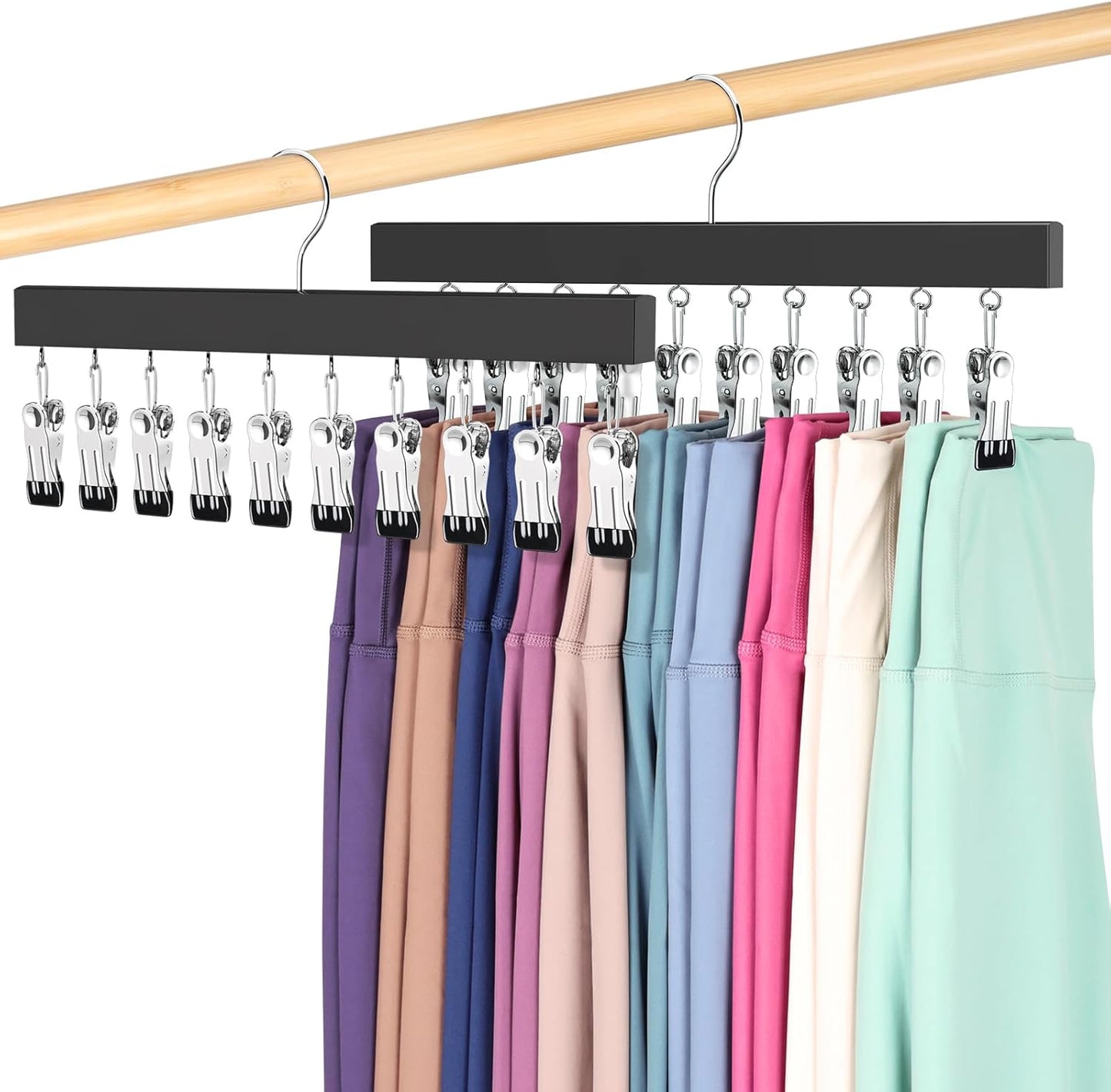 Skiennix Legging Organizer - 360° Rotating Closet Hangers for 20 Pants, Jeans, and Shorts | 2-Pack