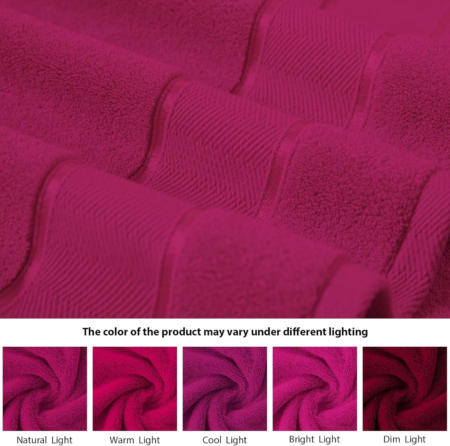 Marvione Bath Towels Set - 100% Turkish Cotton, Highly Absorbent & Soft - 6 Pieces in Hot Pink