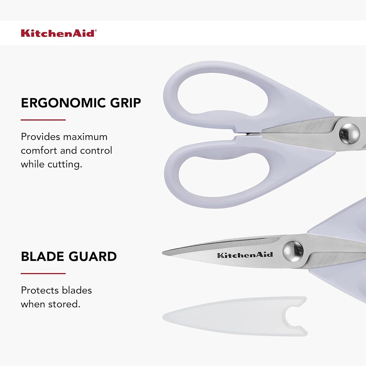 KitchenAid Kitchen Shears - Durable Stainless Steel Scissors with Soft Grip Handle | 8.72 Inch, Lavender Cream (Pack of 2)