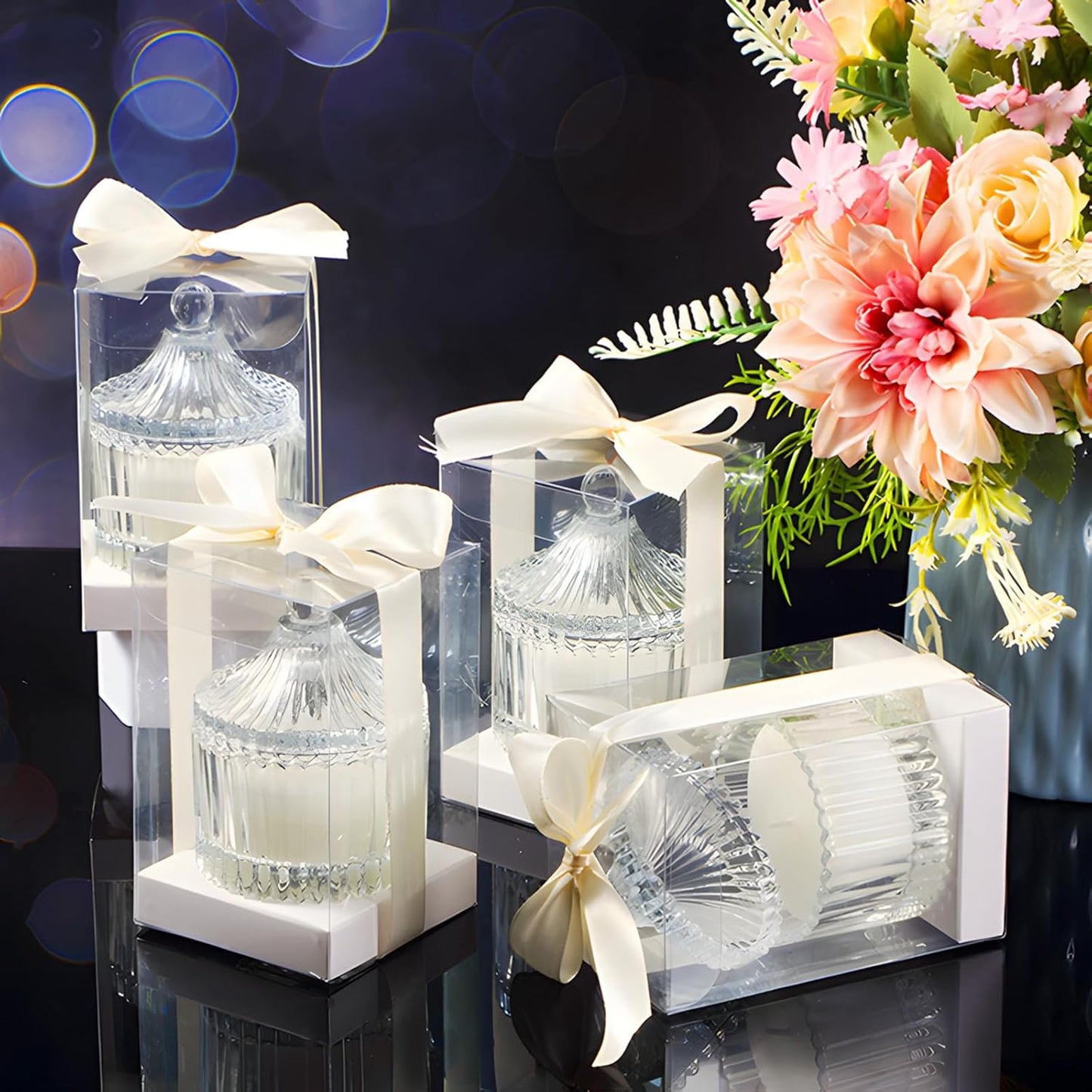 12 Pack Wedding Candle Favors for Guests in Glass Personalized Favors Candles Bulk Souvenirs Bridal Proposal Gift Thanks for Coming Wedding Party(Stylish Style)