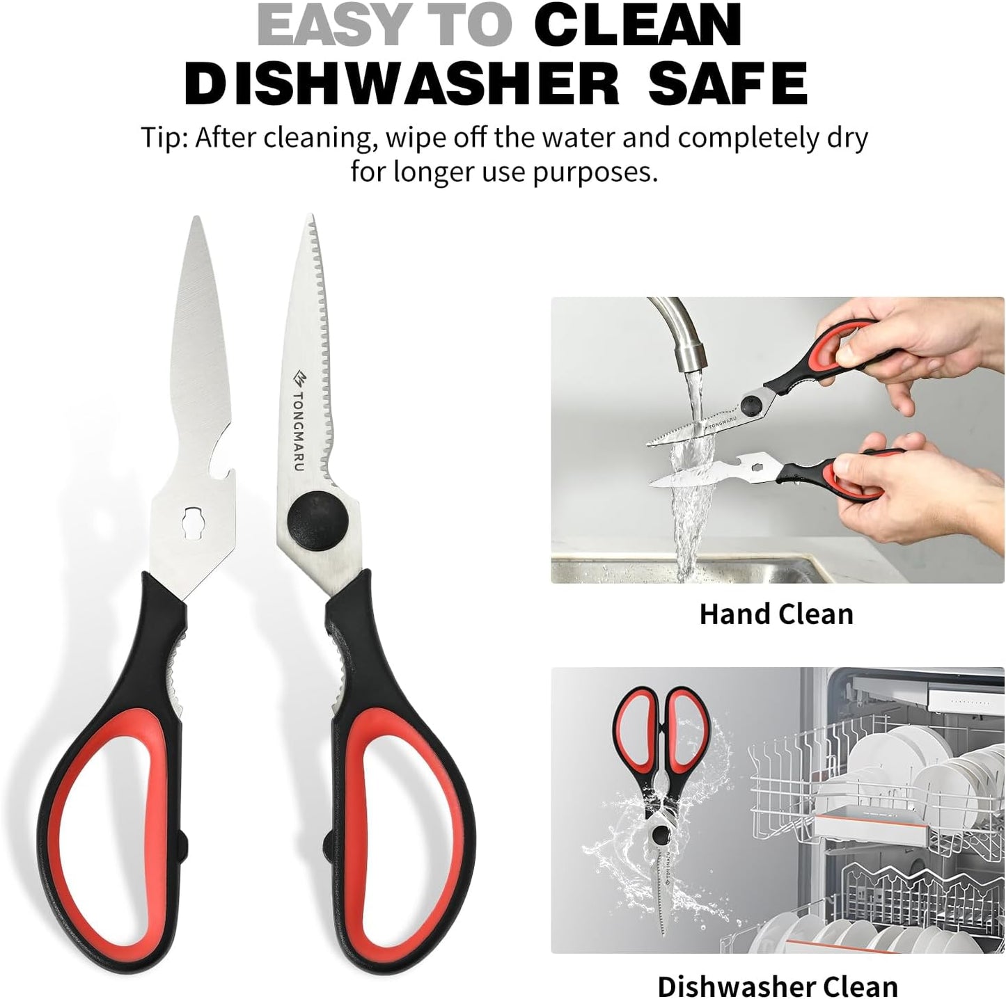 Skiennix Heavy-Duty Kitchen Shears - All-Purpose Scissors with Serrated Blades & Detachable Design | Dishwasher Safe