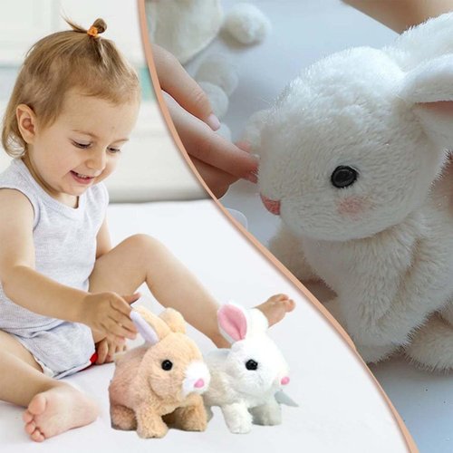 Interactive Easter Bunny Toy - Hopping Plush Rabbit with Sounds & Movements | White