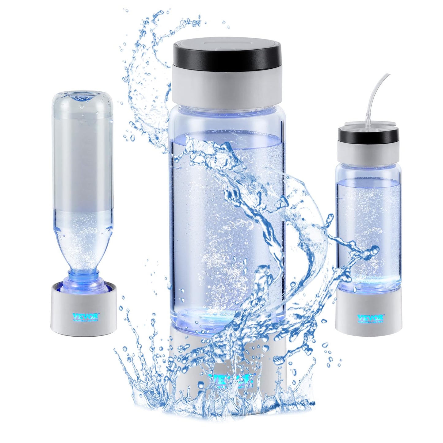 VEVOR Hydrogen Water Bottle, Hydrogen Water Bottle Generator up to 2000 ppb, 380ml Portable Hydrogen Water Machine, SPE Technology hydrogen water generator with Nasal Inhalation Tube and Self-Cleaning