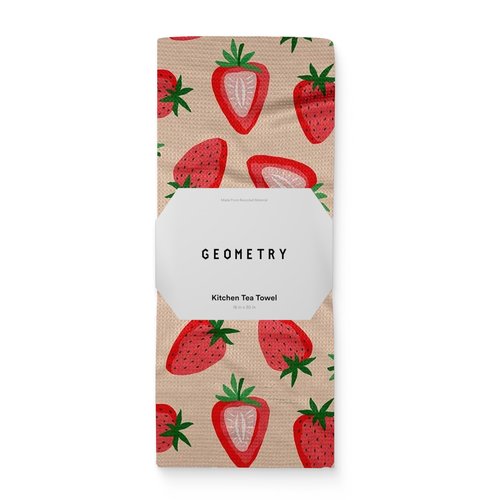 GEOMETRY Spring Kitchen Towels - Quick Dry Microfiber Cloth Spring & Summer Dish Towels for Kitchen Drying - Premium Quick Dry Towel - Strawberry Shortcake, 18" x 30" - 1-Pack