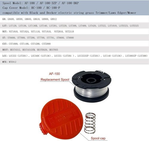 Black & Decker AF-100 Replacement Spool - Compatible with Multiple String Trimmers | Durable & Efficient