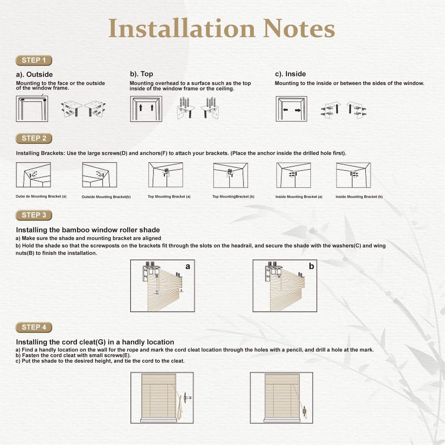 ALIMOO Cordless Bamboo Blinds Roman Shades Natural Weave Lift Up Bamboo Blinds for Indoor Outdoor Windows Home and Garden Patio Easy Installation 48W*72L