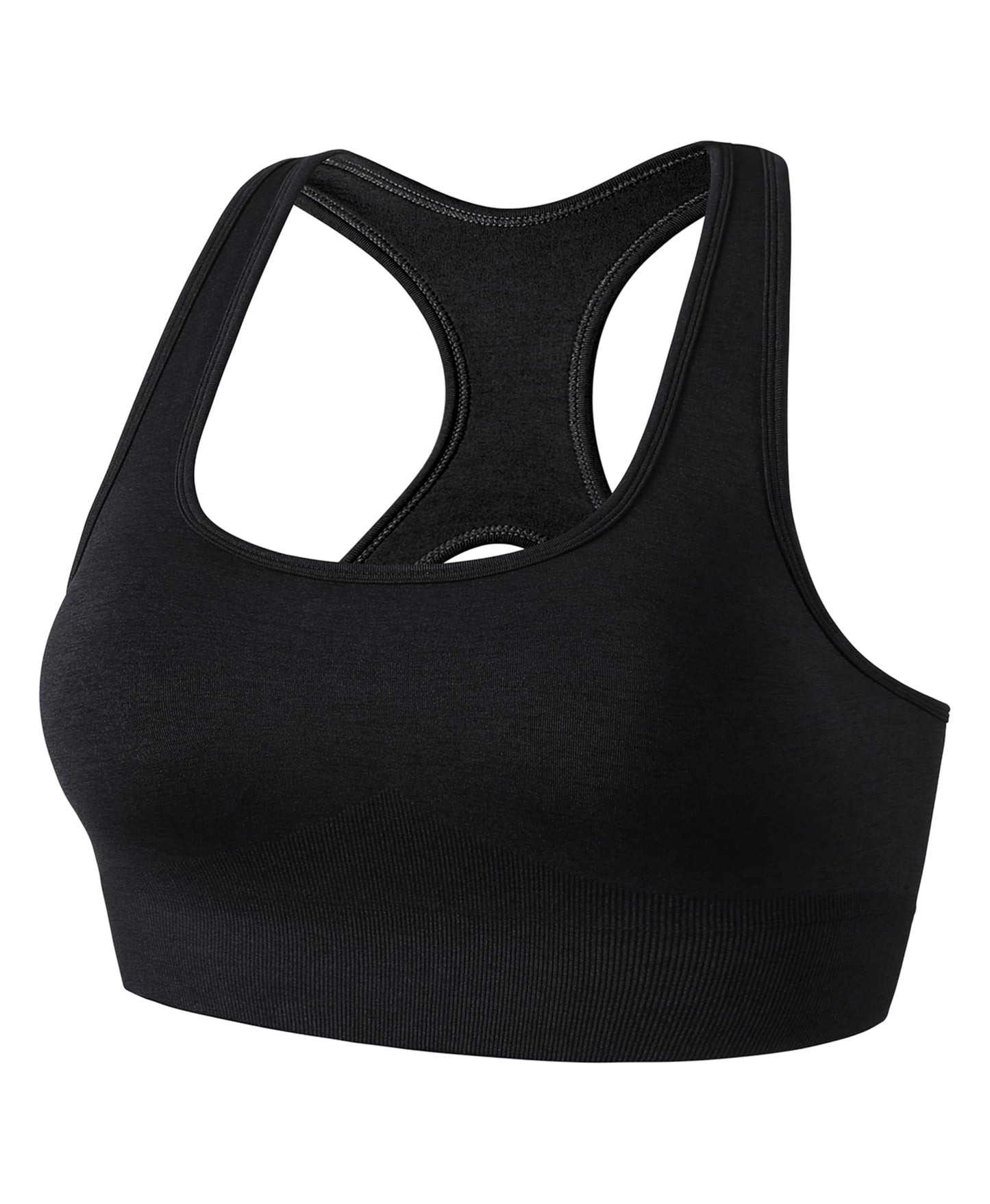 TomTiger Sports Bras for Women High Impact Racerback Removable Padded Seamless Yoga Workout Activewear Bra (Black,M)