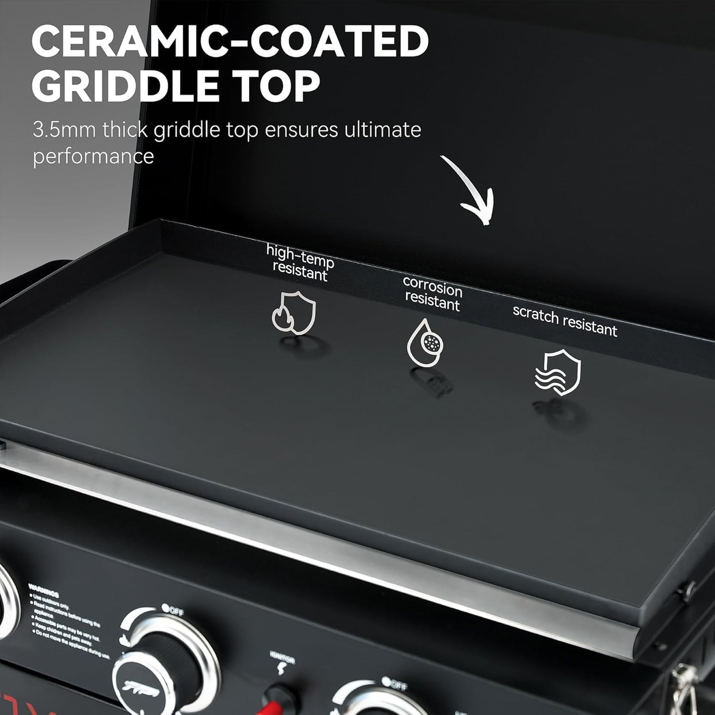 Royal Gourmet PD3001 3-Burner Propane Gas Griddle - 23-Inch Portable Grill with Collapsible Stand & Side Table for Camping, Tailgating, Backyard & Patio