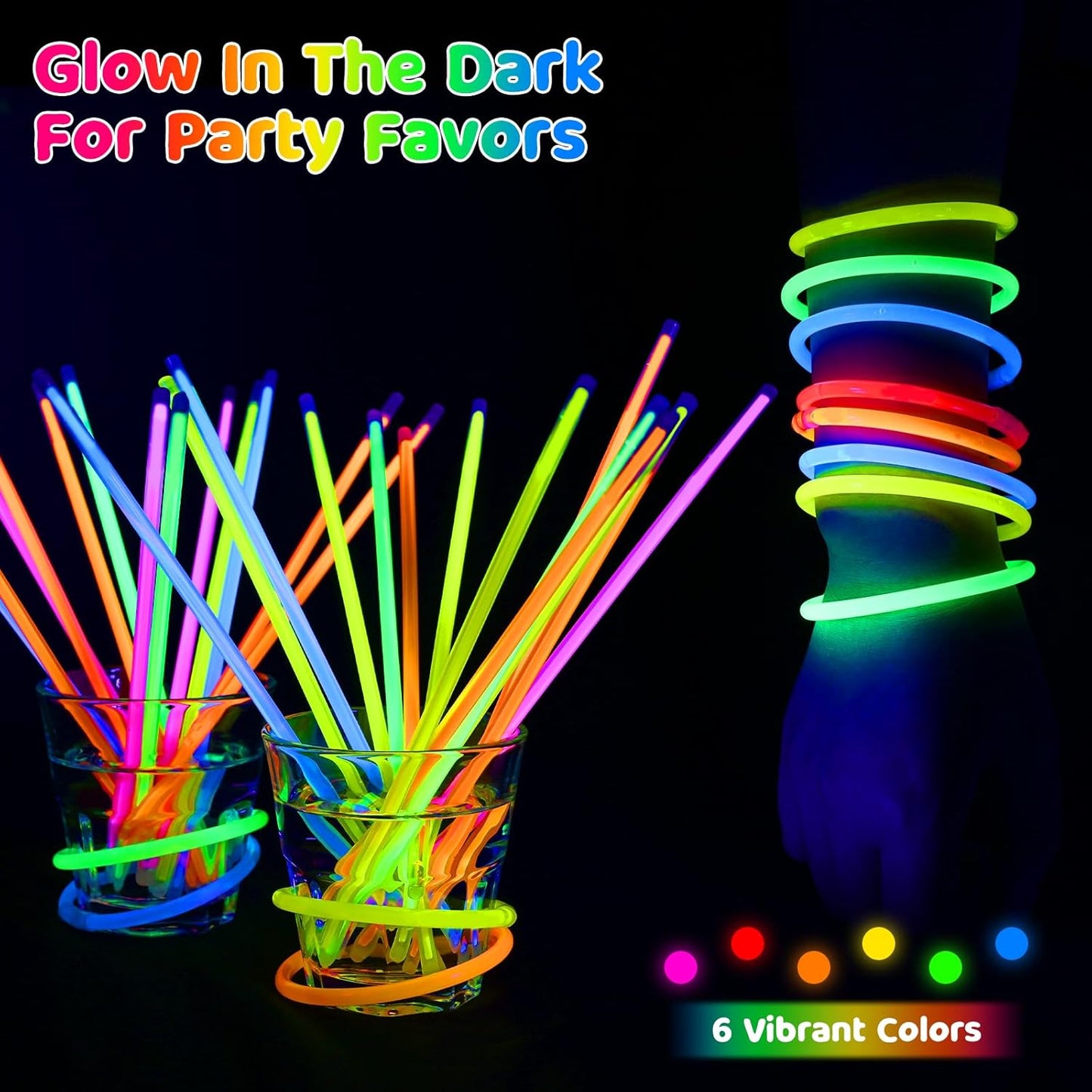 Mega-L Glow Sticks - 1000 Pcs Ultra Bright Glow Necklaces & Bracelets | Perfect for Neon Parties & Events