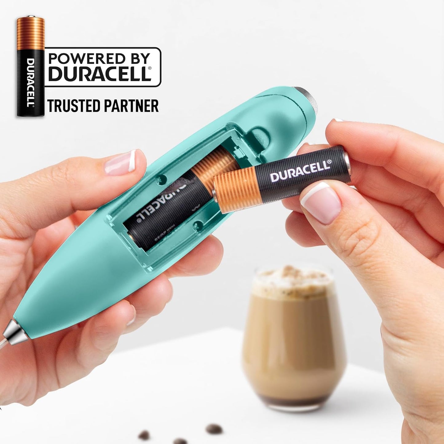Zulay Kitchen Milk Frother - Powerful Handheld Whisk for Coffee, Lattes & Matcha - Includes 4 Duracell Batteries