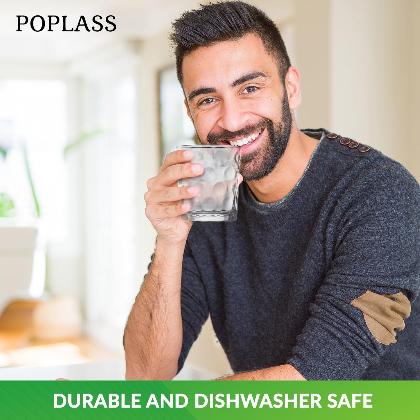 POPLASS Melrose 18-Piece Family Drinking Glasses Set - Drinking Glassware Set with Highball Cooler, DOF (Double Old Fashioned), and Juice Glasses - 6 Each