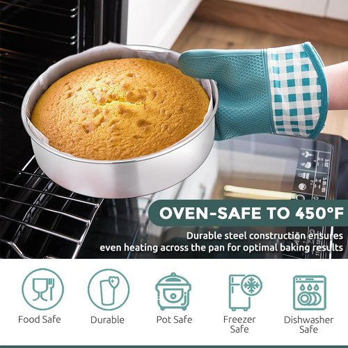 E-far 12-Piece Stainless Steel Bakeware Set - Multi-Functional Pans with Lids for Cakes, Muffins & Pizza