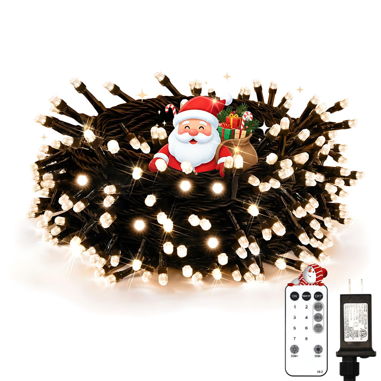 suddus Christmas Tree Lights Indoor, 100 LED 33ft Warm White Led Christmas Lights,String Lights Outdoor for House, Windows, Patio, Doors, Fireplace, Garden, Home, Decoration