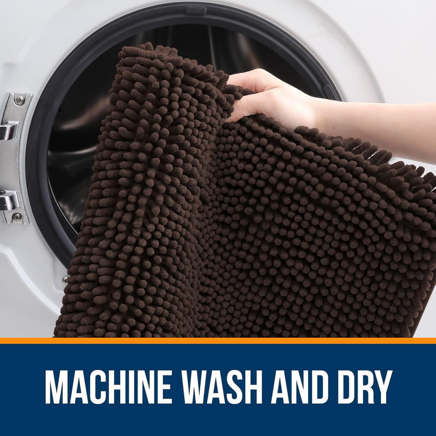 OLANLY Large Bathroom Rugs - Extra Soft Chenille Bath Mats | Quick-Dry, Machine Washable, 47x32, Brown