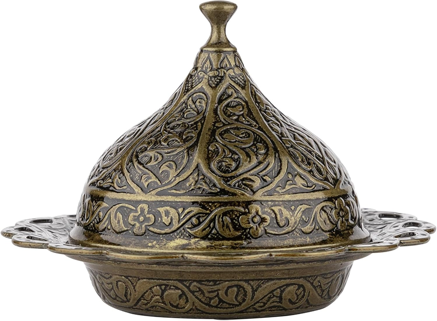 Alisveristime Ottoman Turkish Greek Arabic Espresso Coffee Cups with Saucer and Lid (Set of 2) (Hilal) (Silver)